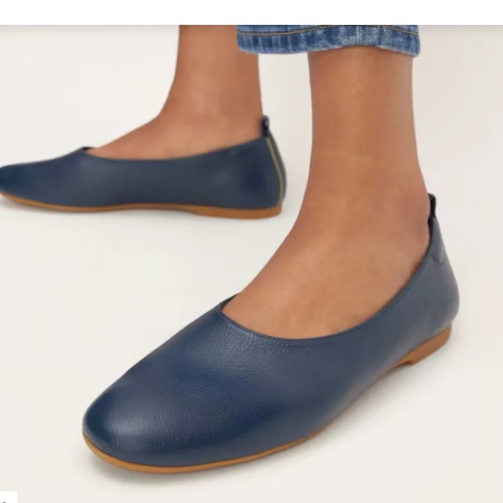 Everlane Navy Leather Ballet Flats